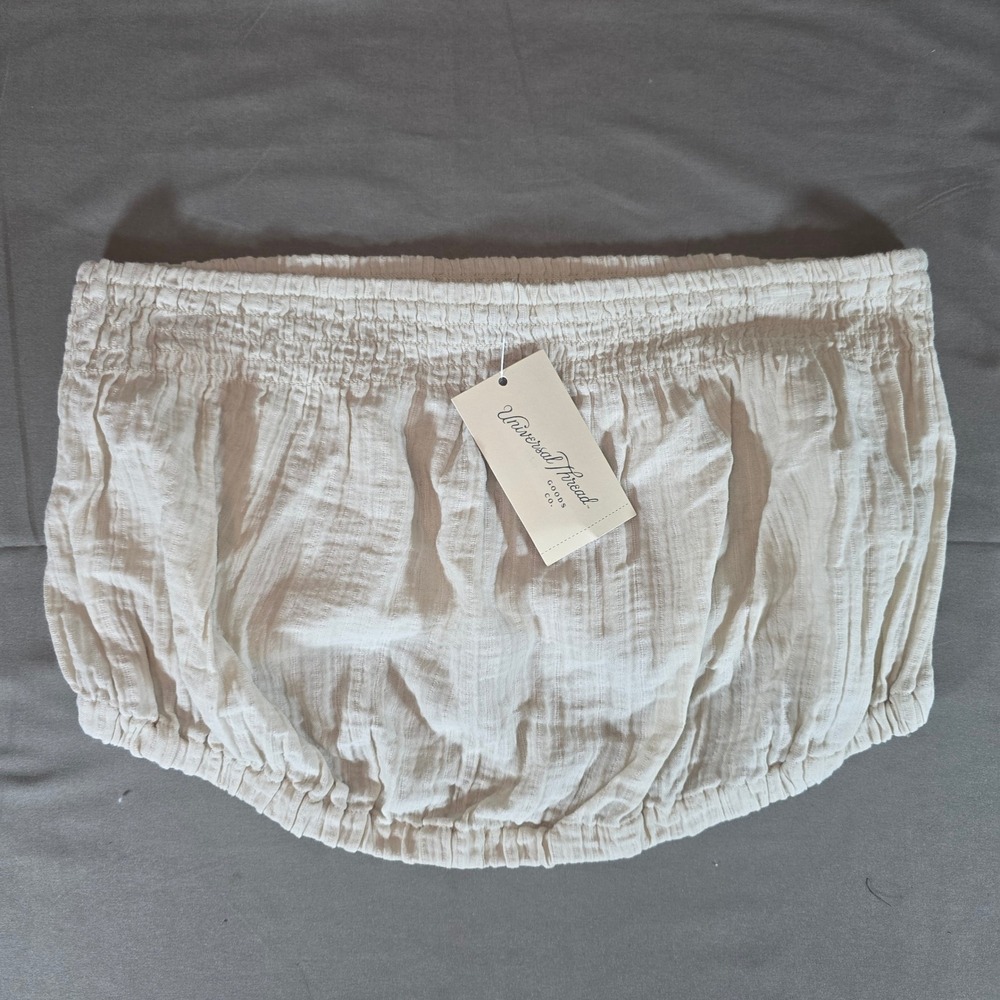 Universal Thread Tan Cotton Gauze Strapless Bubble Tube Top Medium NWT